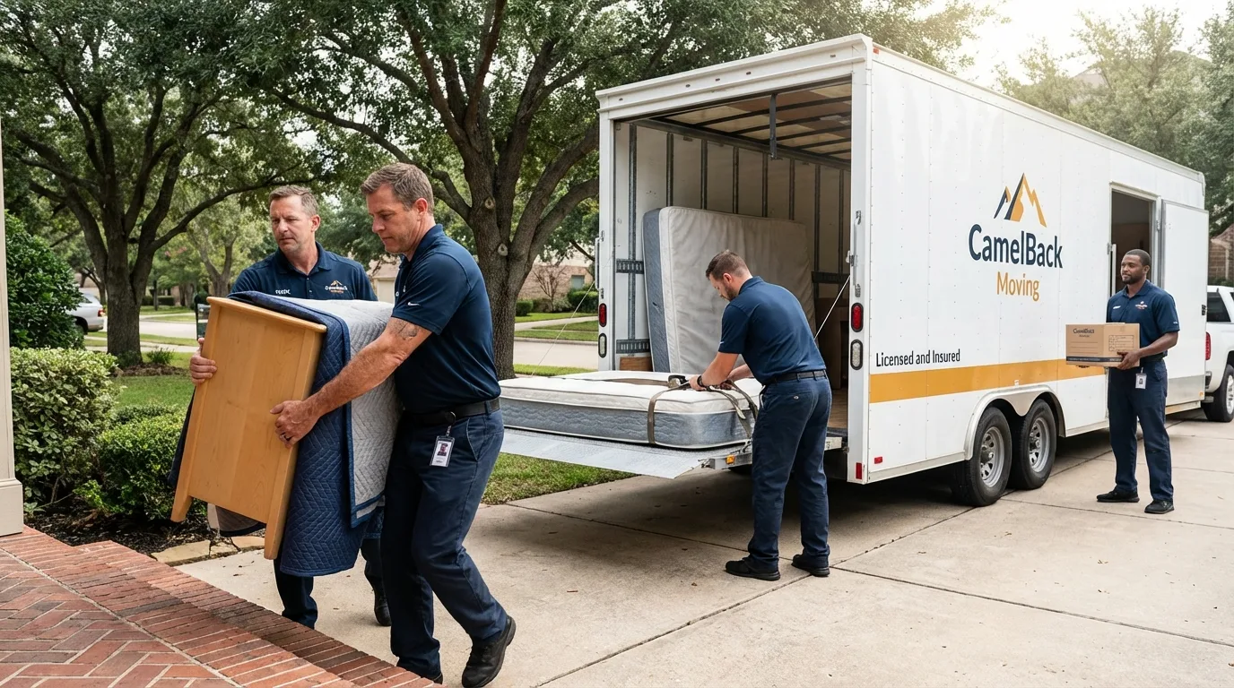 Crew loading residential truck for cross-state move from Snow Hill, MD