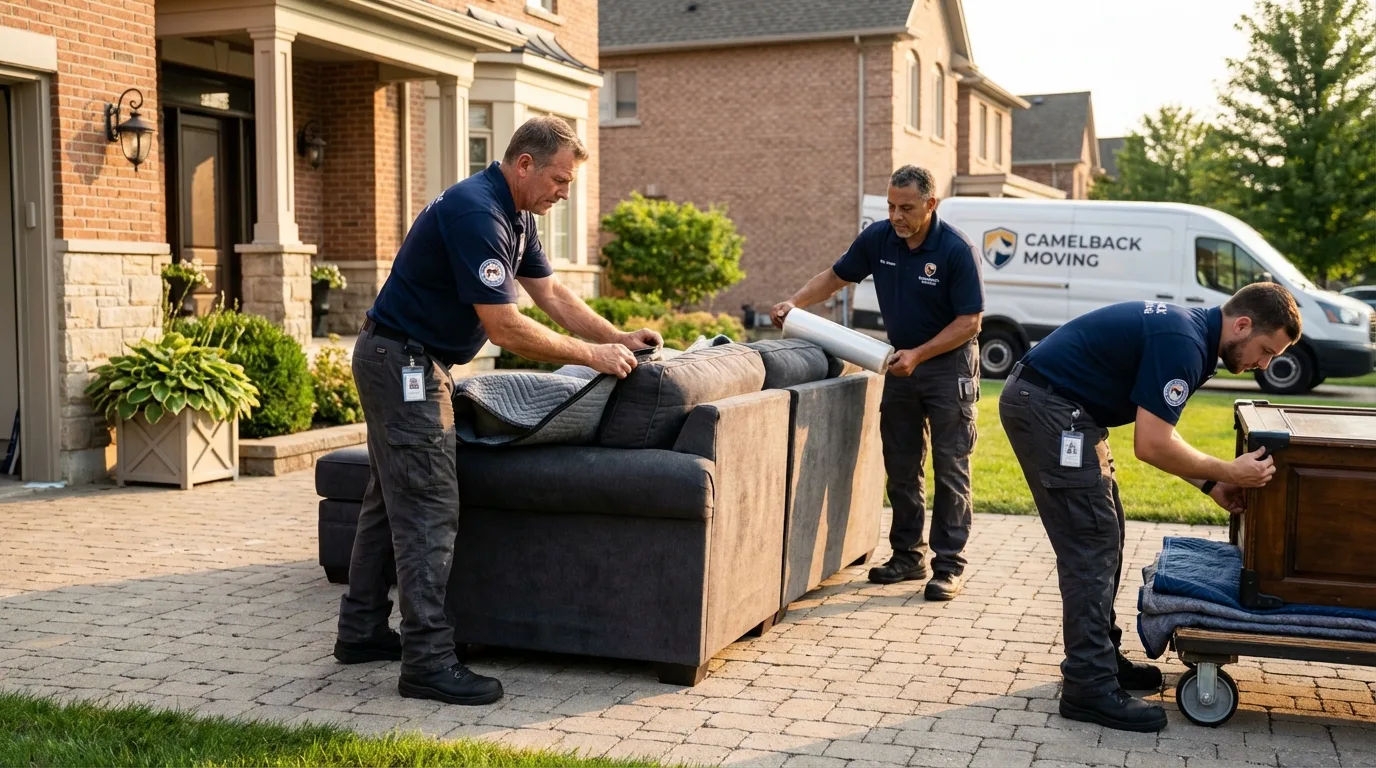 Large estate moving crew wrapping furniture in Snow Hill, MD